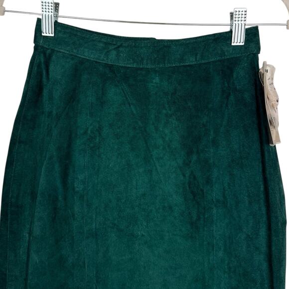 New G III Leather Vintage Suede Leather Classic Forest Green Skirt 3/4 Holidays - Picture 9 of 12